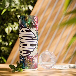 Mama Pink Glitter Tumbler with Straw, 20oz
